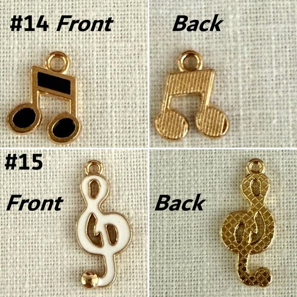 Set of 7 Gold Music Charms Guitar Enamel Jewelry Making Scrapbooking DIY Crafts - Picture 3 of 8
